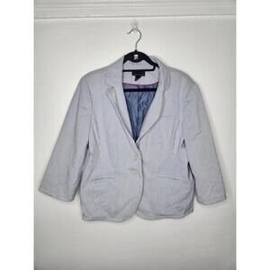 Attention Blazer Jacket Womens 18 Blue White Pinstripe Lined Stretch Career